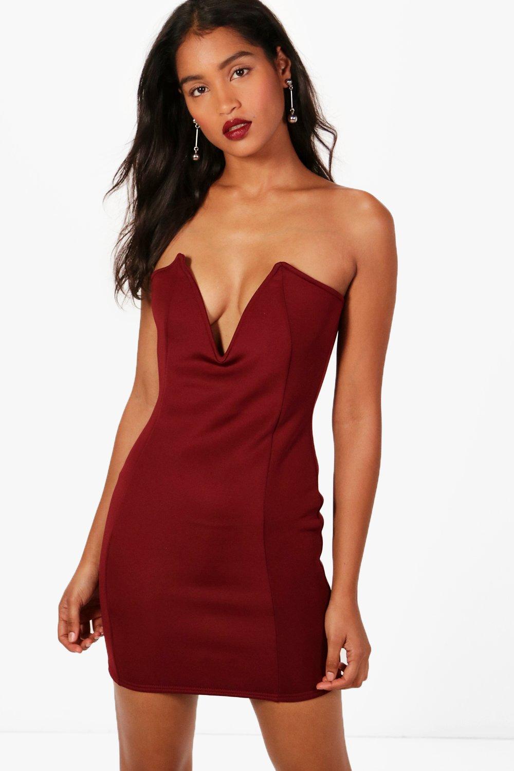 plunge bodycon mini dress