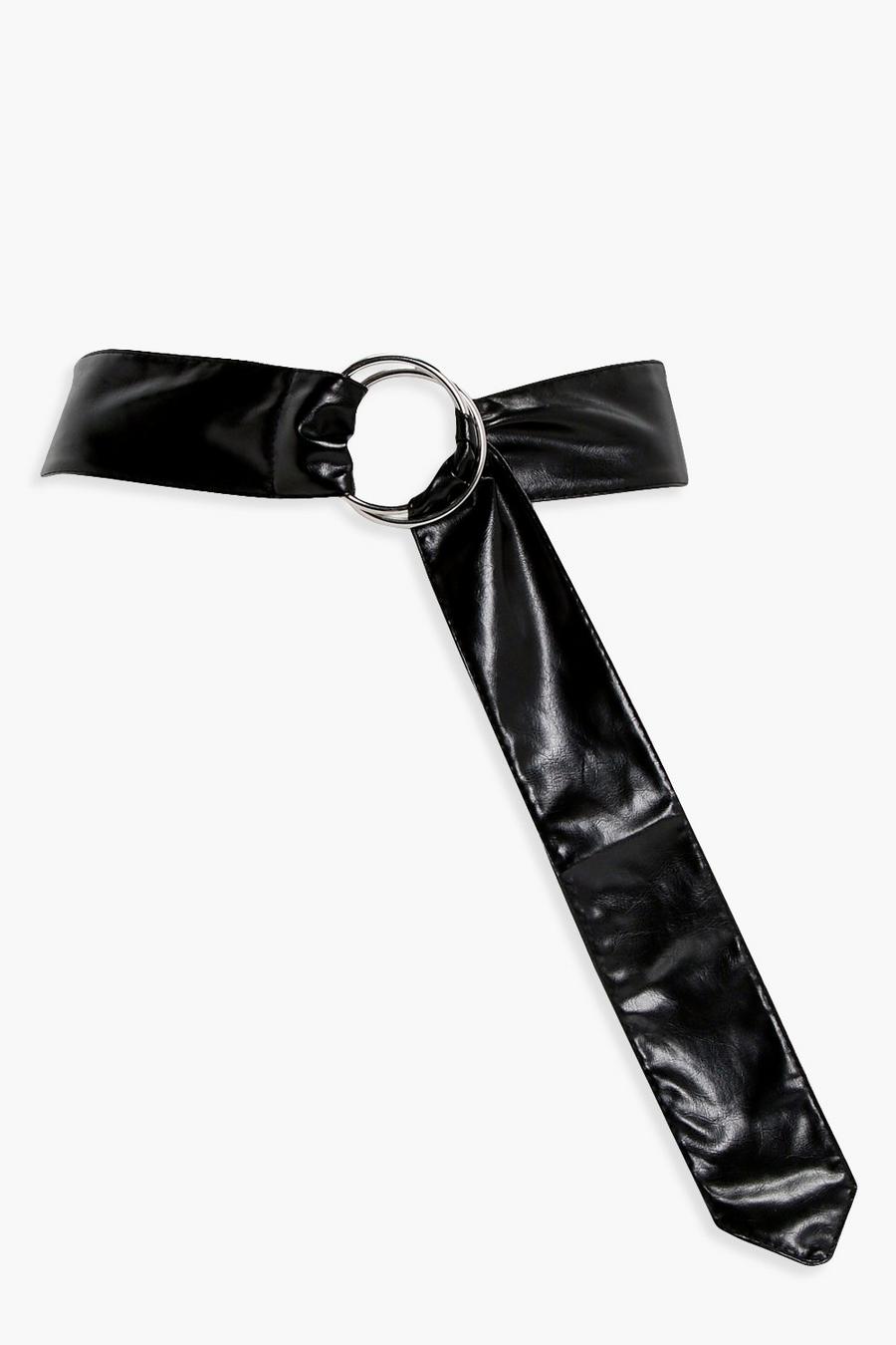 ellie ceinture longue en cuir synthétique à anneau, Noir schwarz image number 1