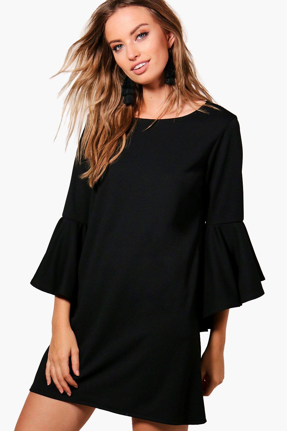 flute sleeve shift dress