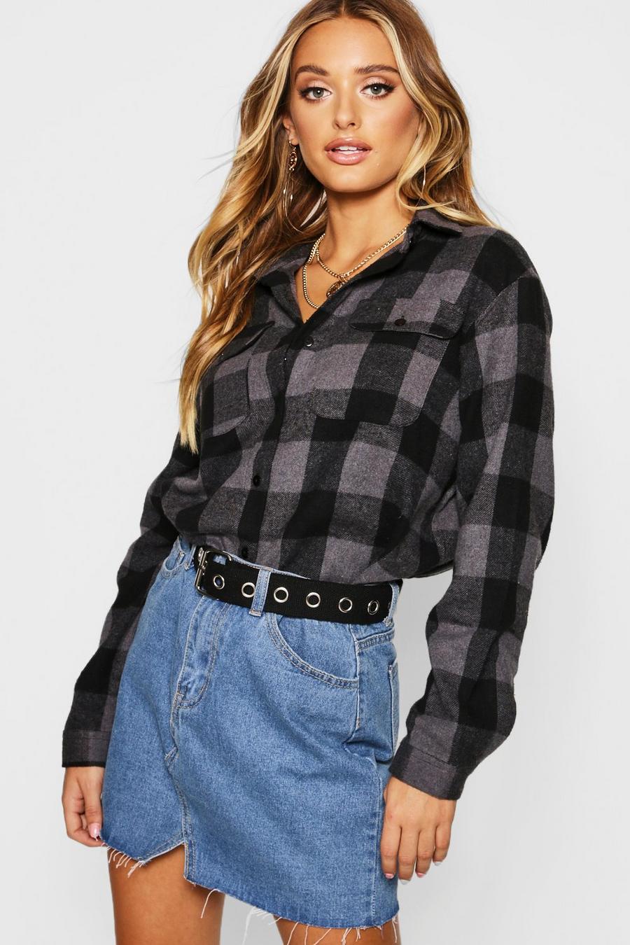 Black Oversized Flannel Lumberjack Shirt image number 1