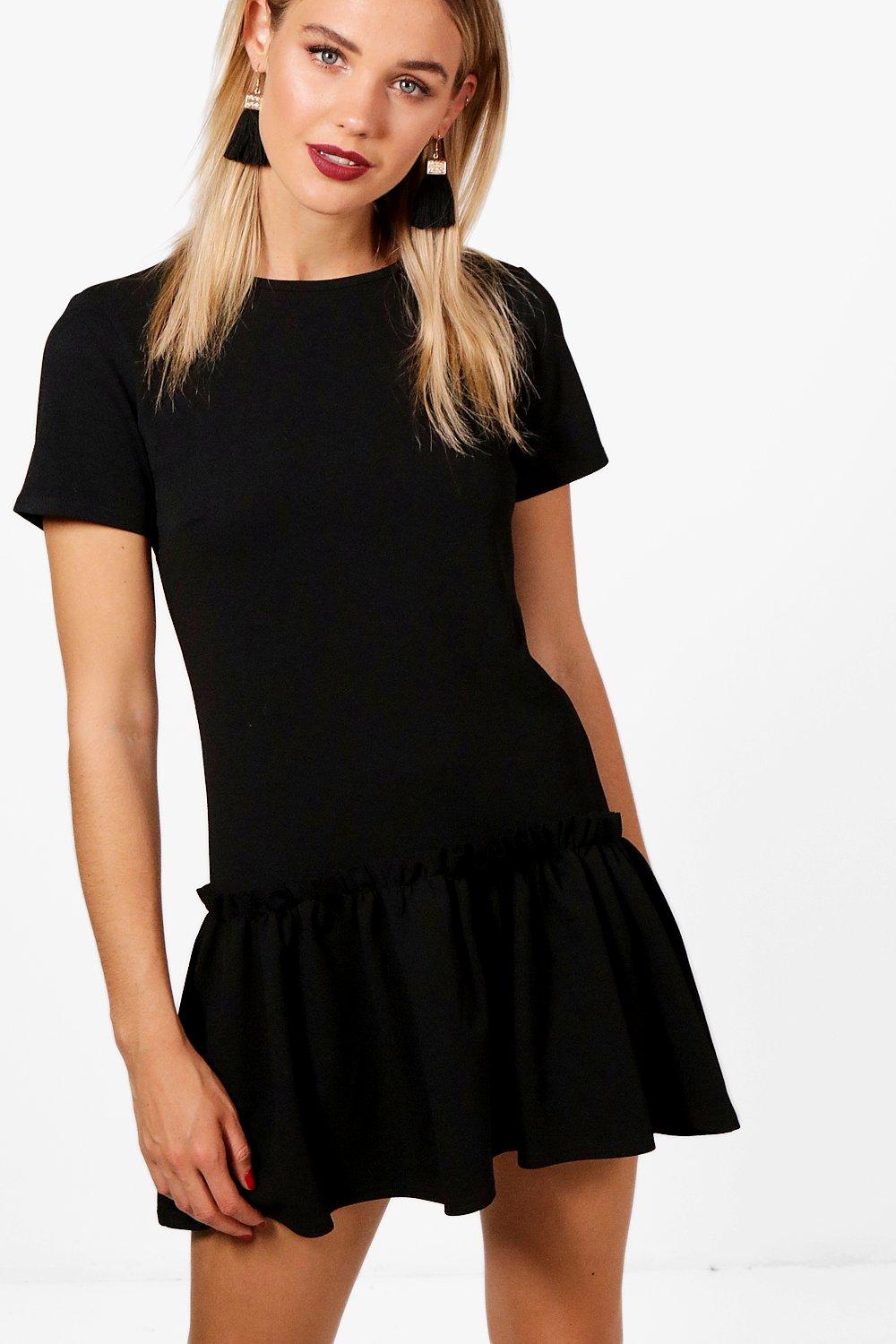 Cap Sleeve Drop Waist Shift Dress