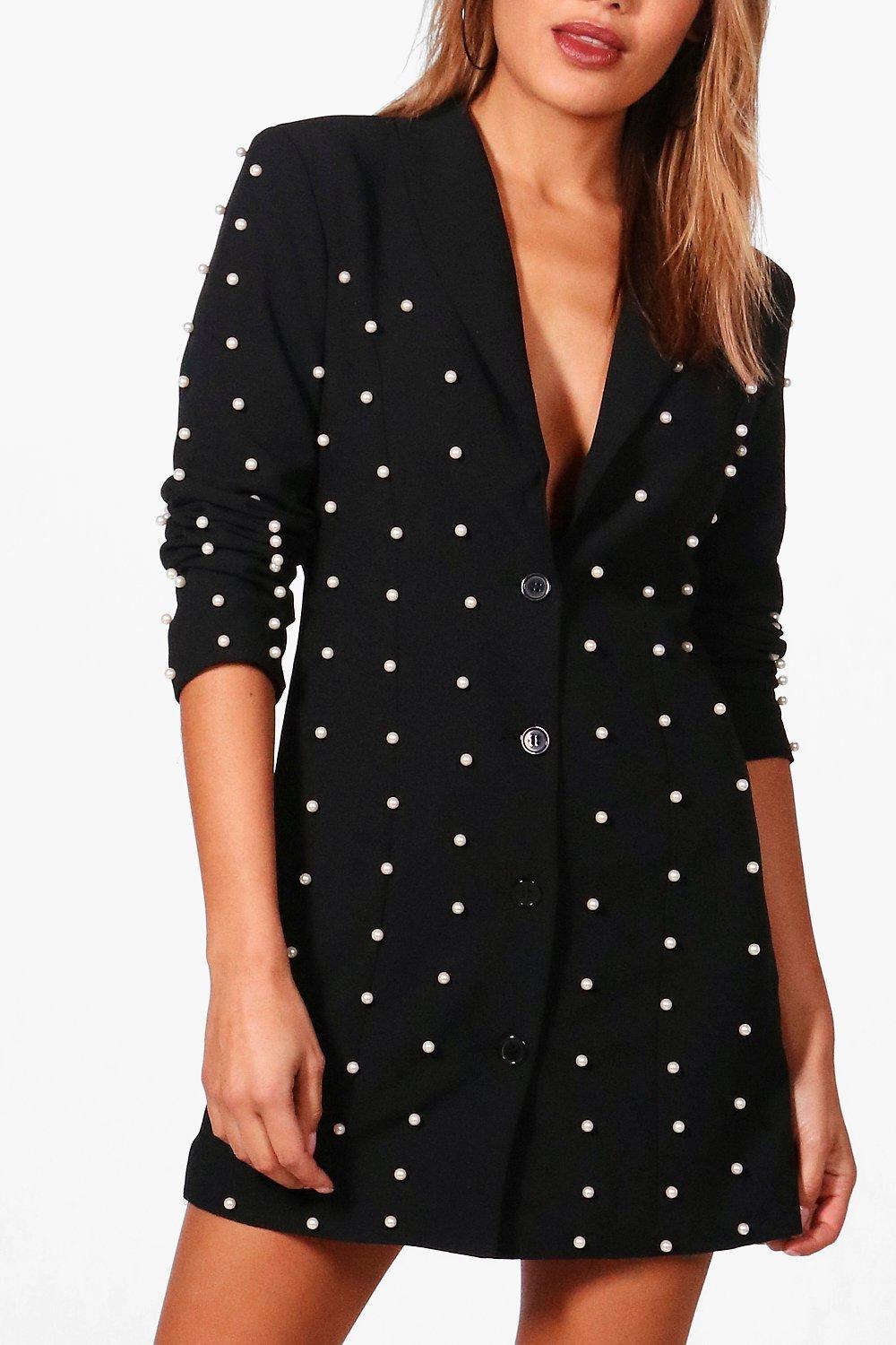 Women Deep V Neck Long Sleeve Blazer Dress Printed Blazer Sexy Black and  White Blazer Dress at  Women’s Clothing store