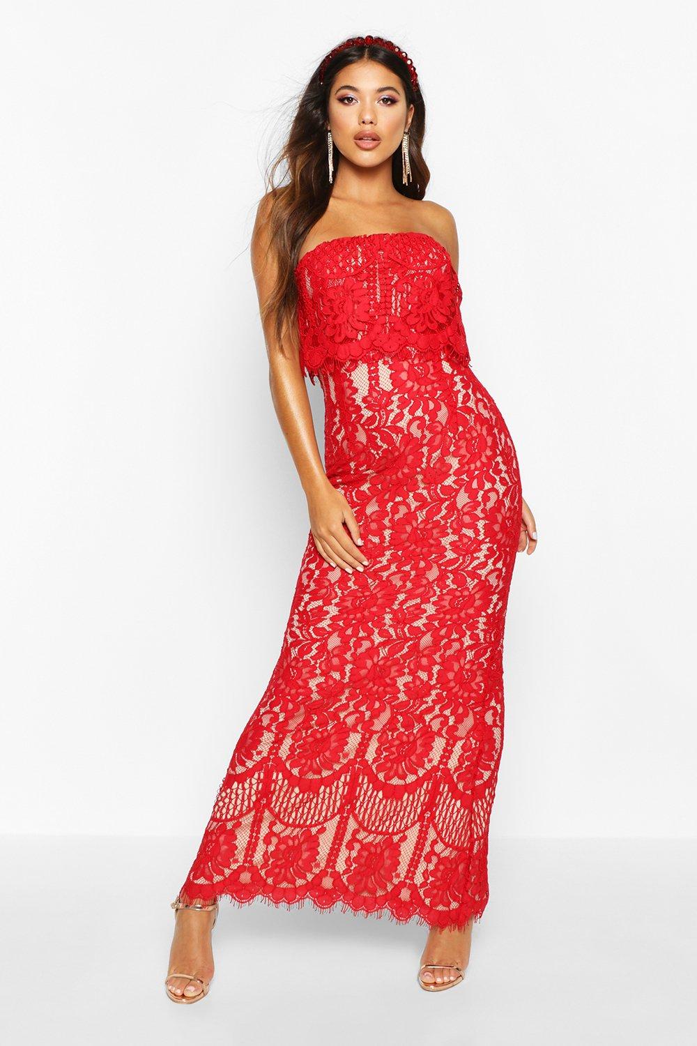 scalloped lace maxi dress