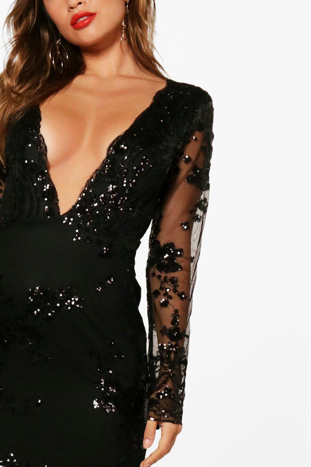 Boutique sequin and mesh best sale midi dress