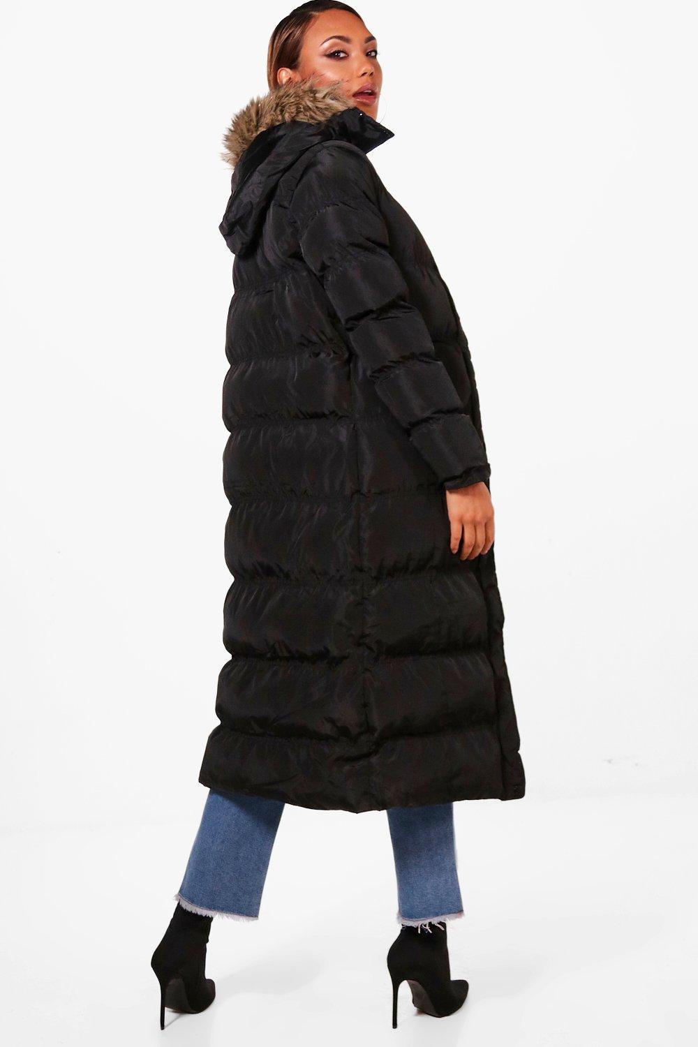 maxi padded coat with hood