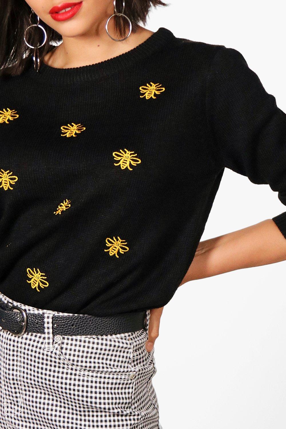 embroidered bee sweater