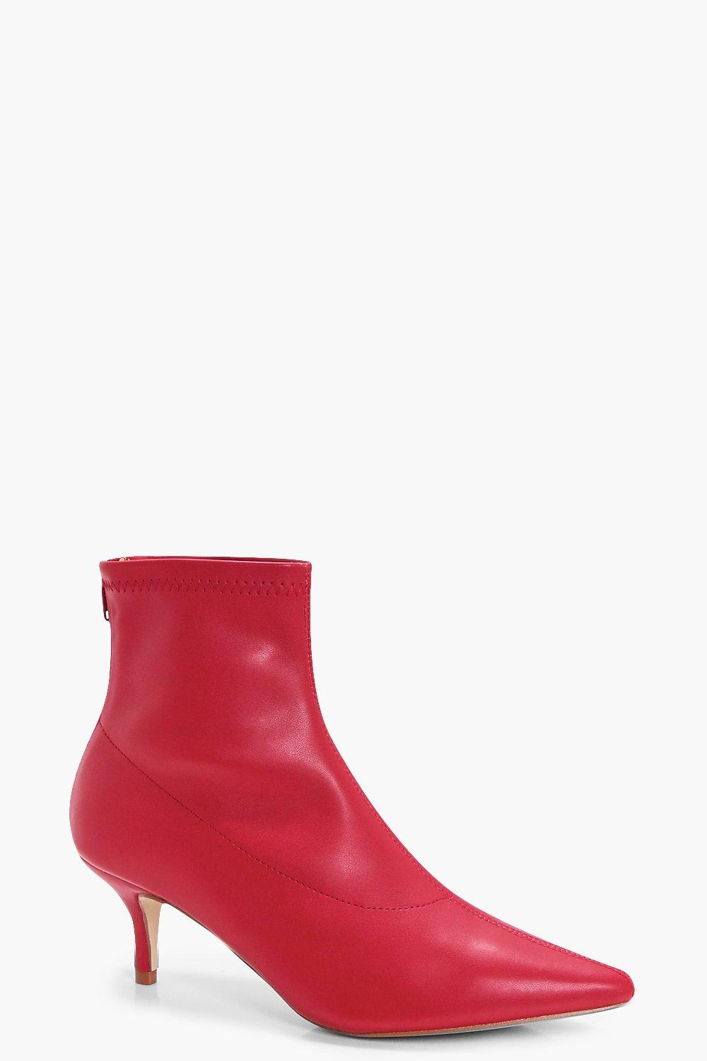 red kitten heel boots