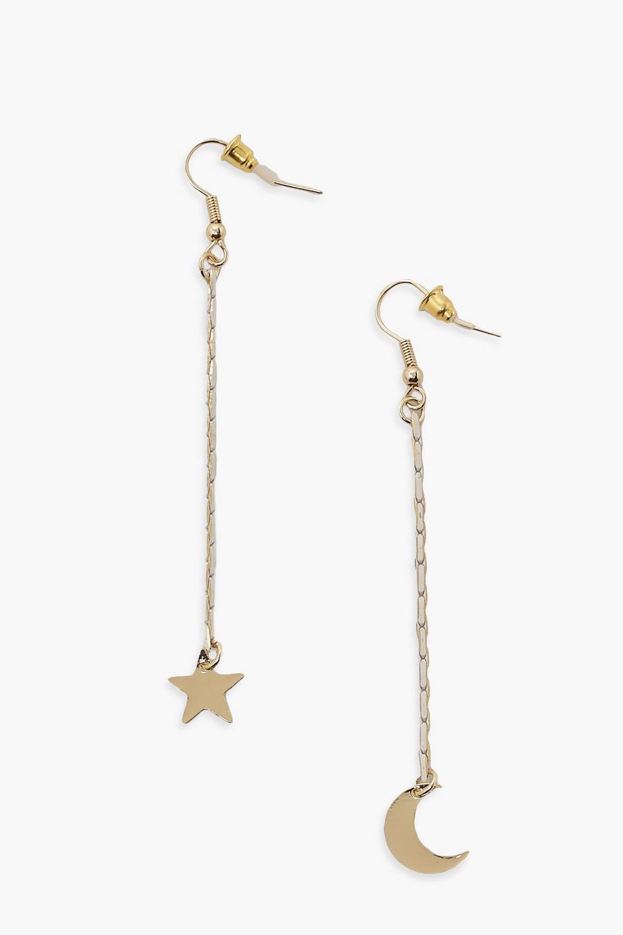 Gold Moon And Star Drop Earrings image number 1