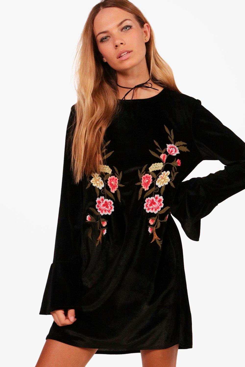 embroidered dress boohoo