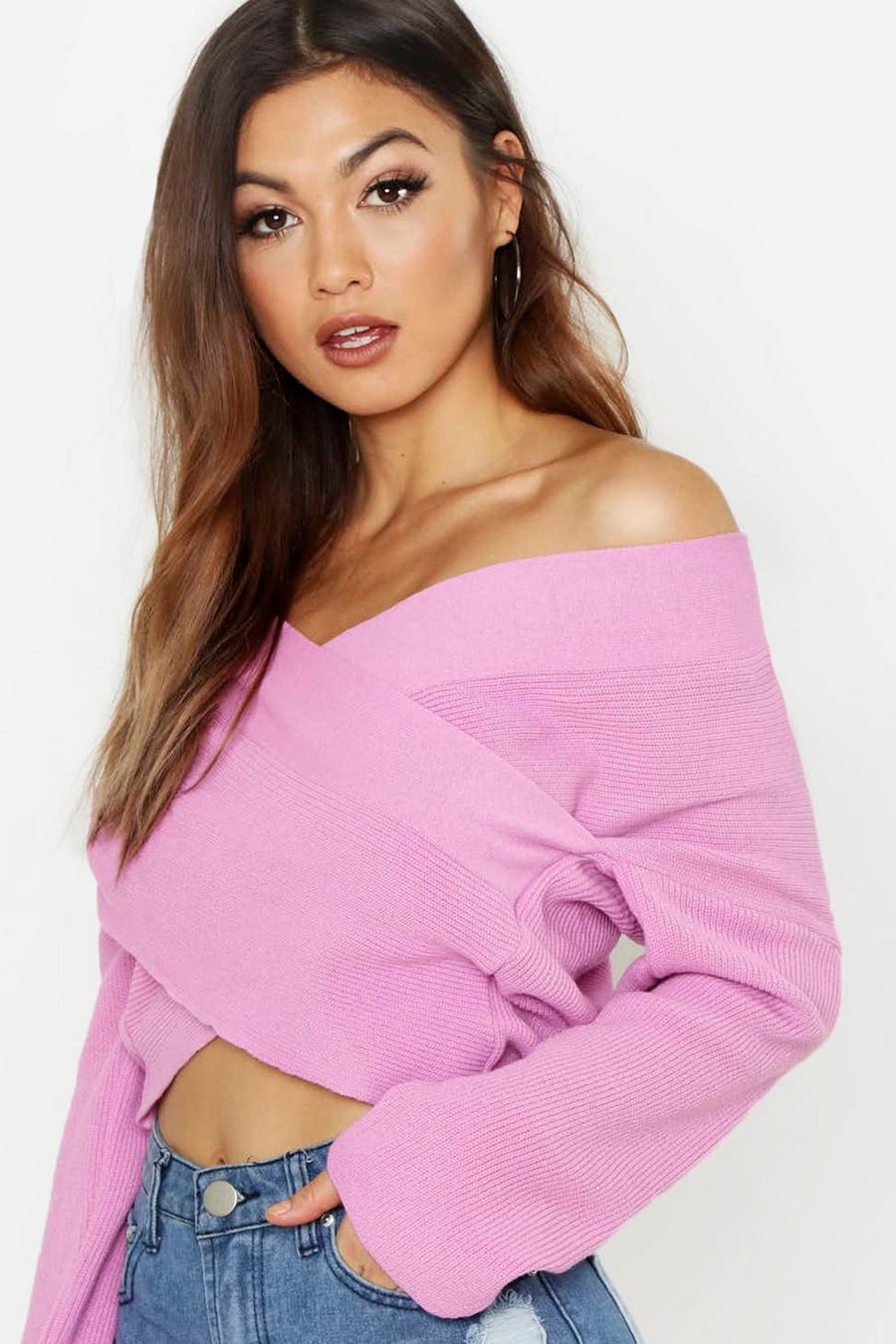 Cherub pink Stickad tröja i omlottmodell image number 1