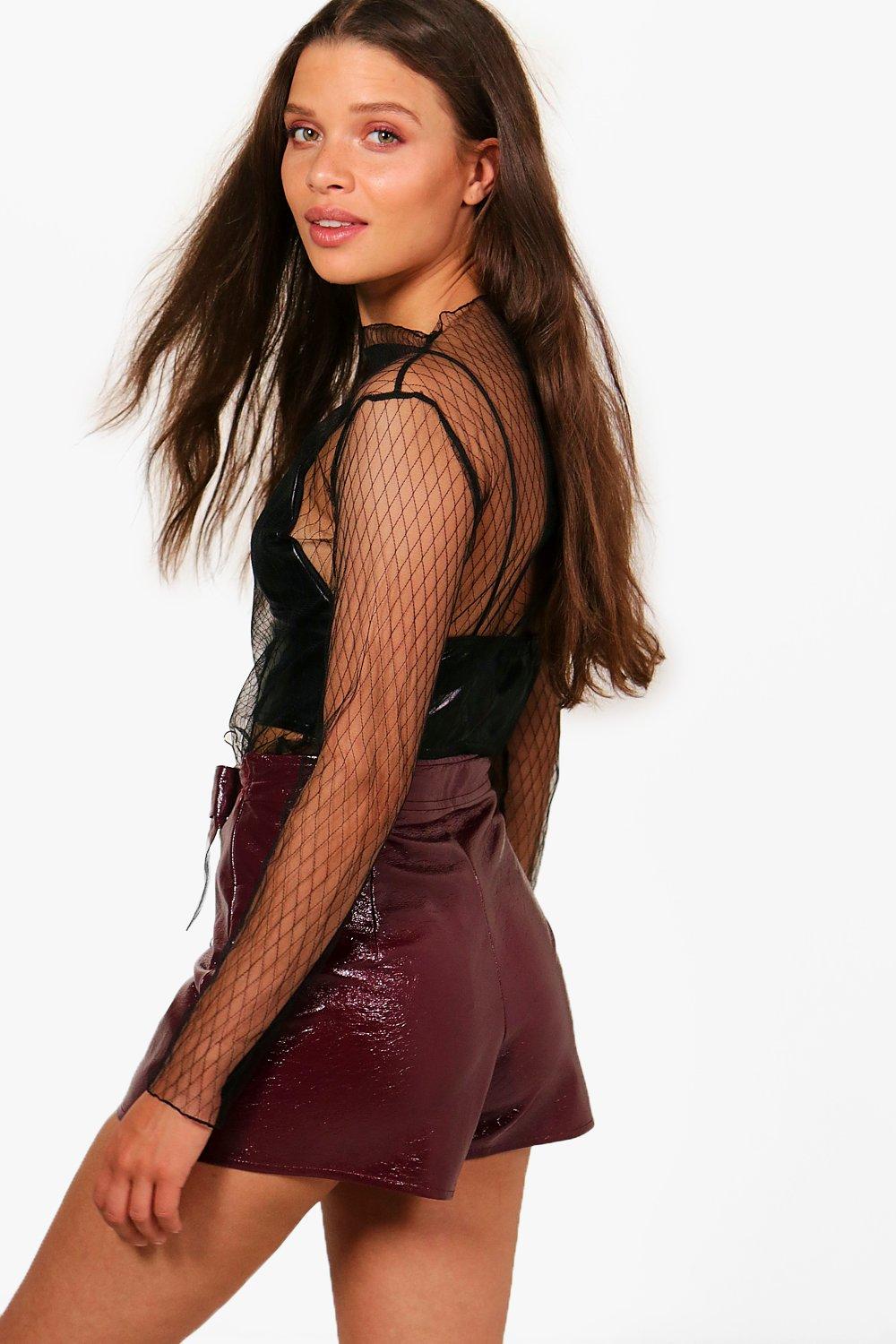 Faye Fishnet Mesh Sheer Top boohoo UK