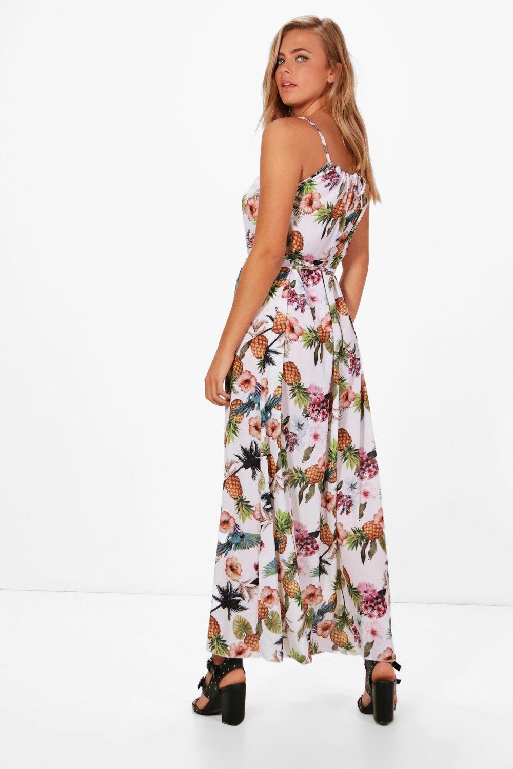 Pineapple Print High Neck Maxi Dress