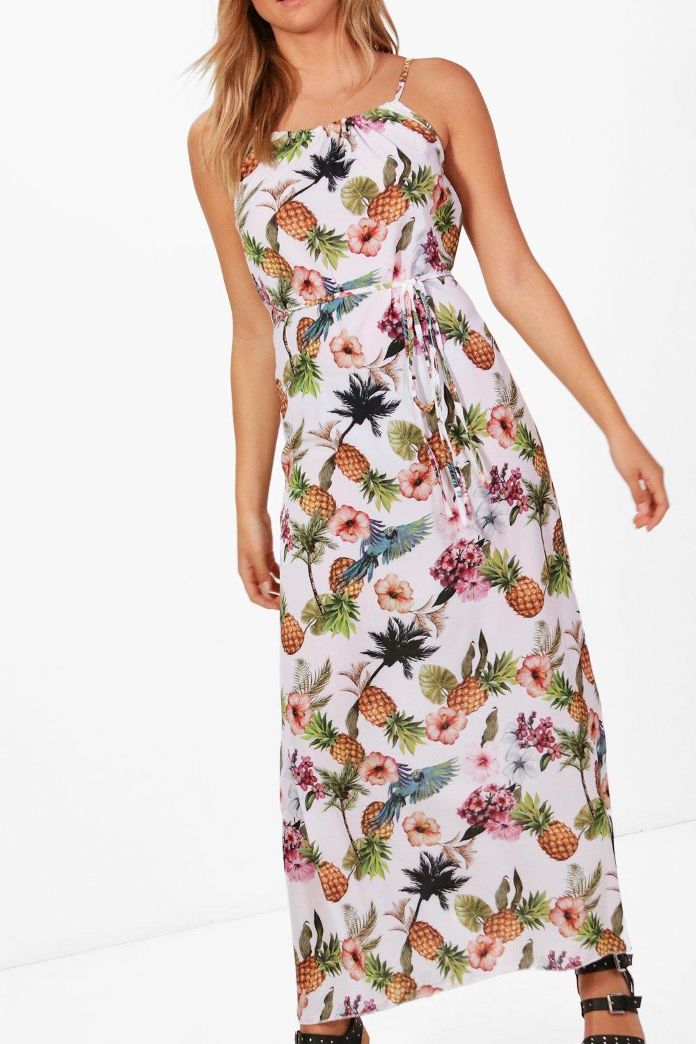 Pineapple Print High Neck Maxi Dress