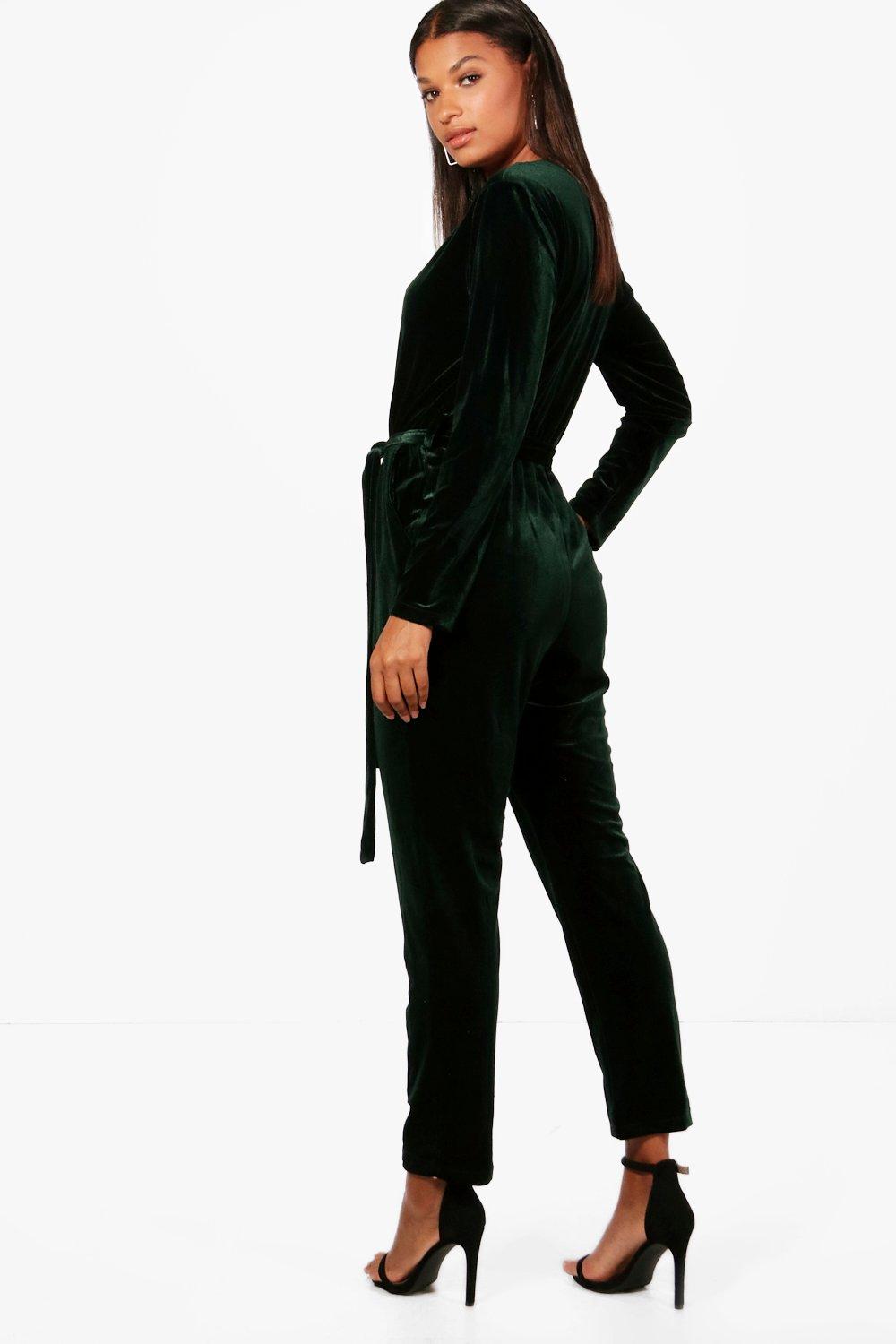 boohoo velvet jumpsuit