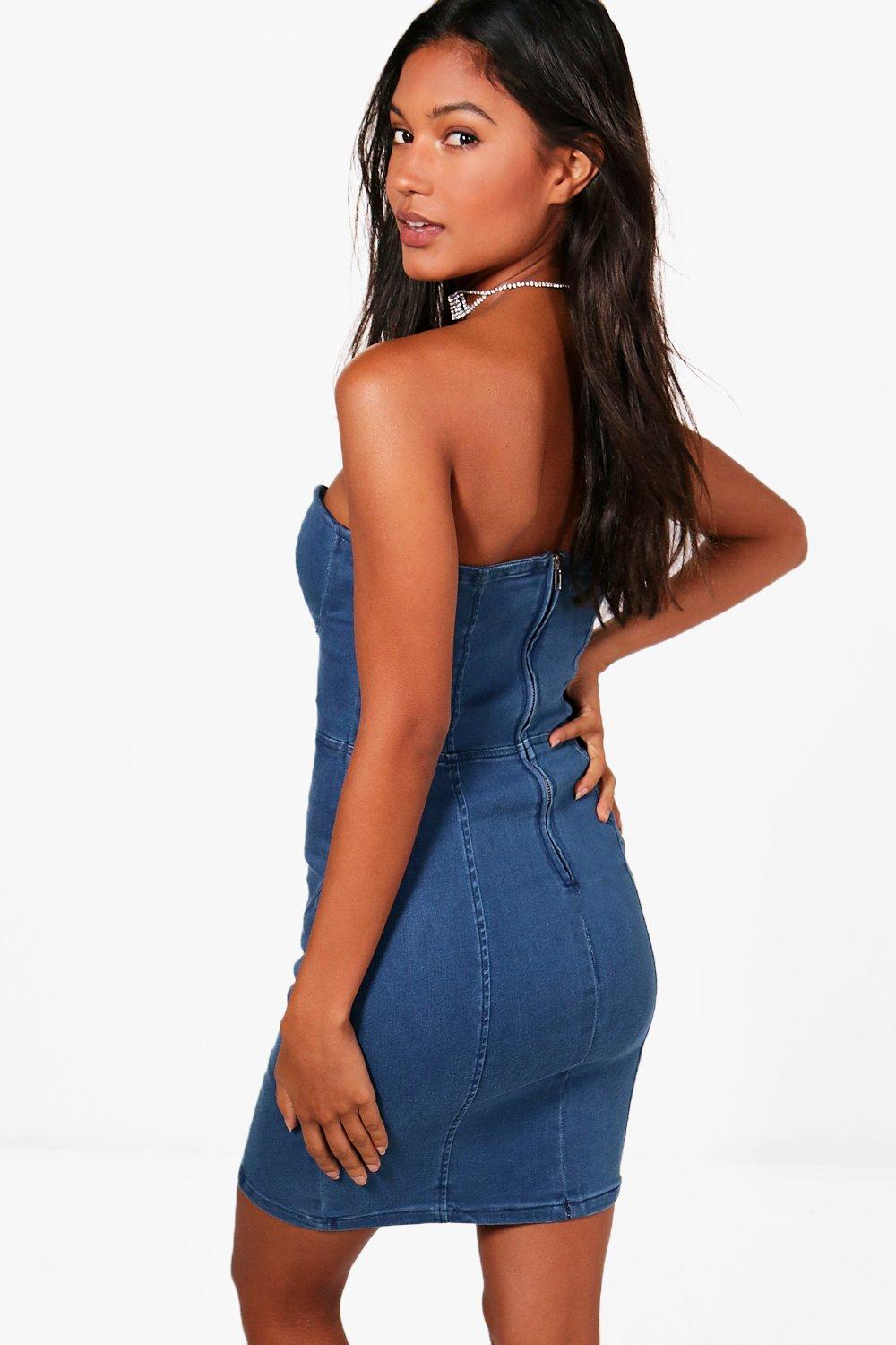 strapless jean dress