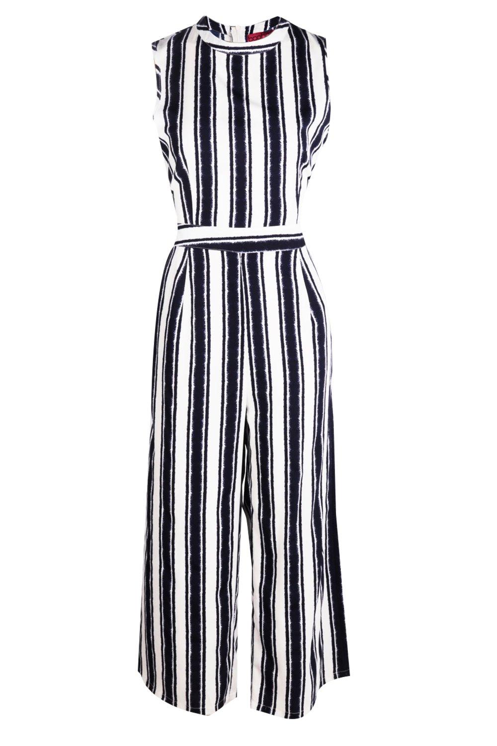 Breit gestreifter Jumpsuit mit Culottes