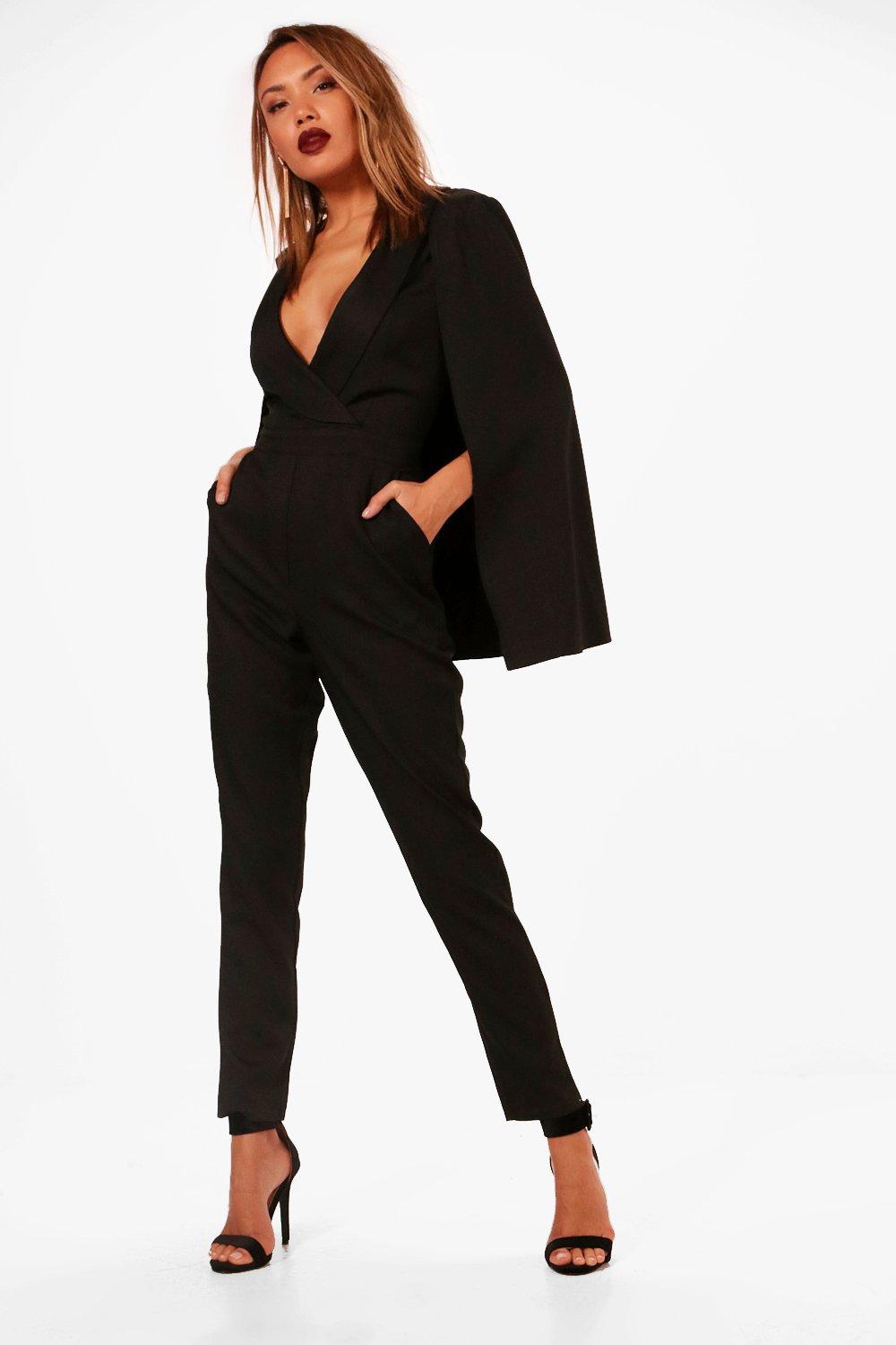 tailored cape jumpsuit