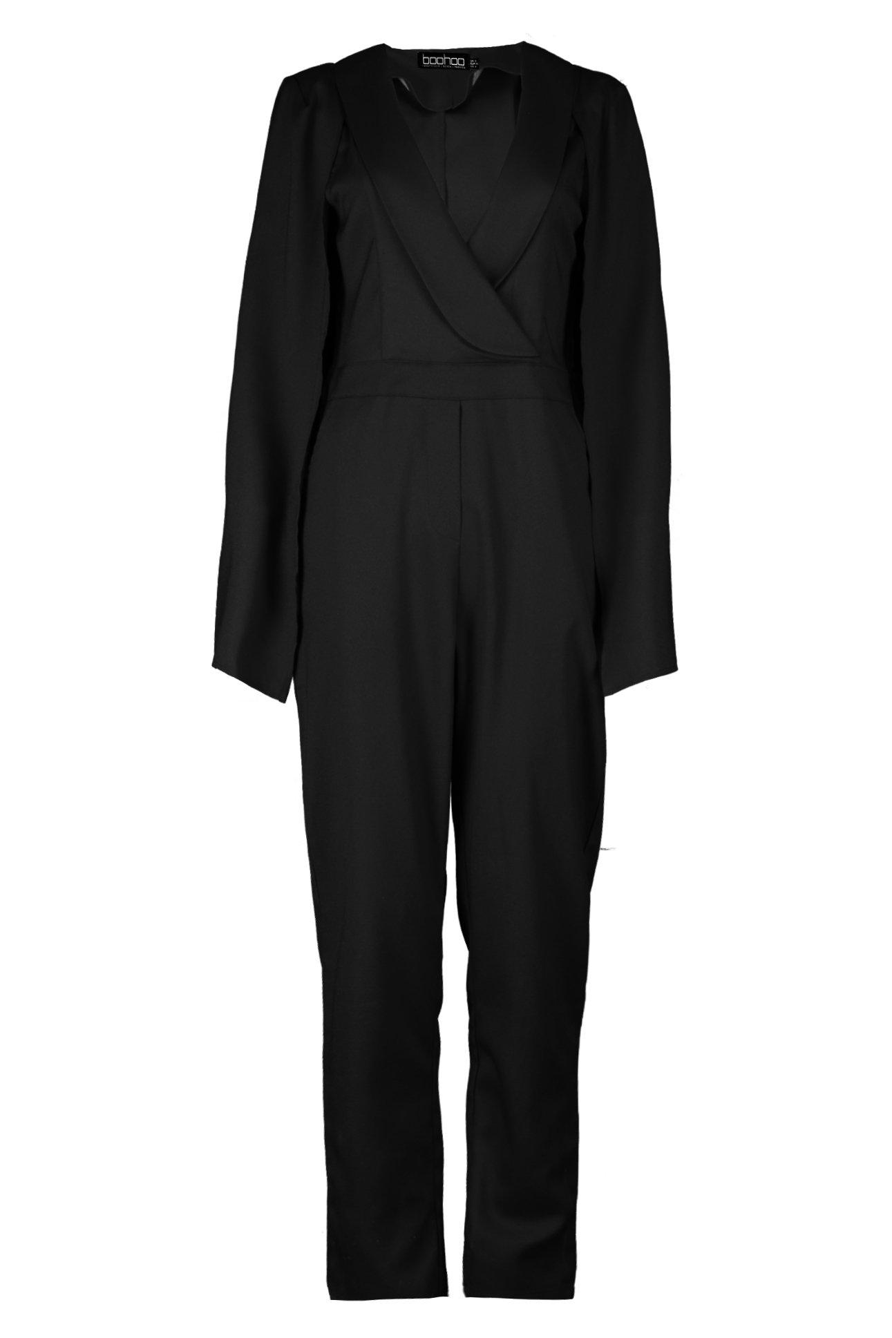 black pantsuit with cape