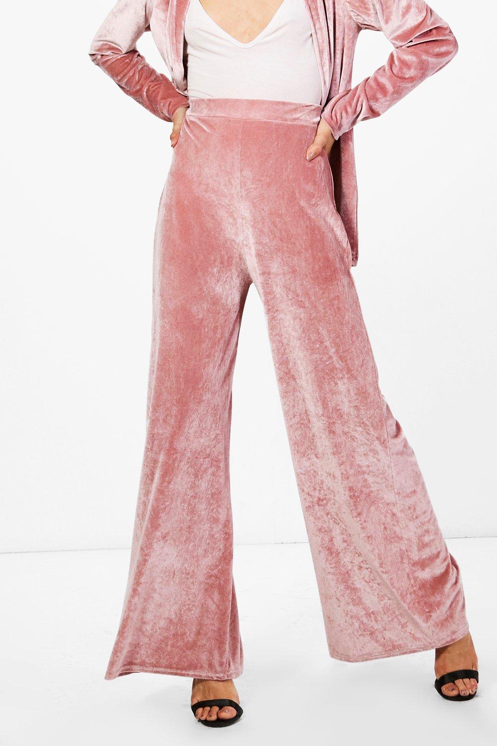 boohoo Plus Wide Leg Velvet Pants