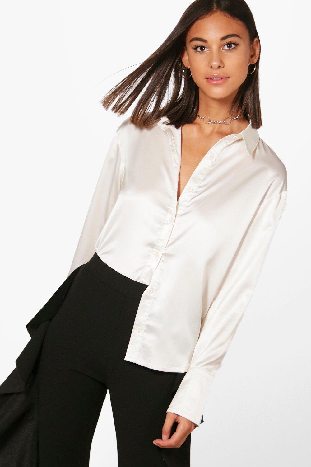 boohoo satin blouse