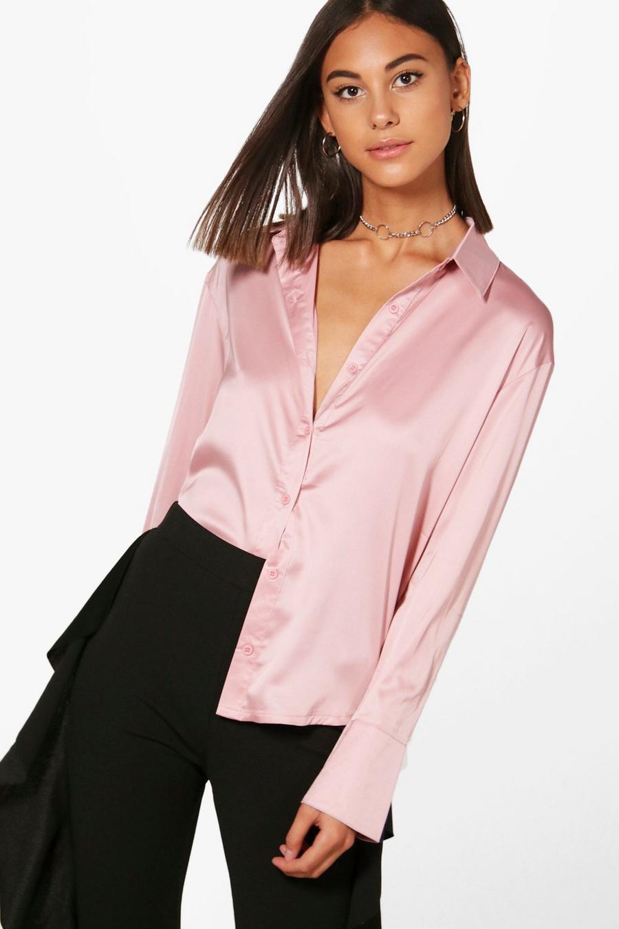 Rose pink Premium Satin Shirt image number 1