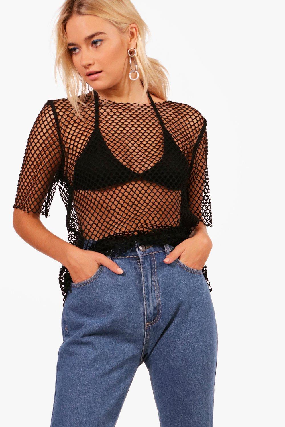 boohoo fishnet top