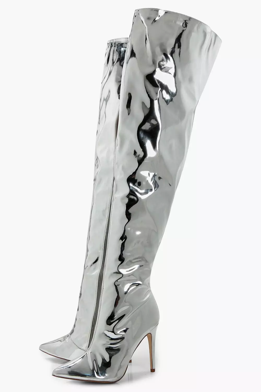 Thigh high metallic on sale boots