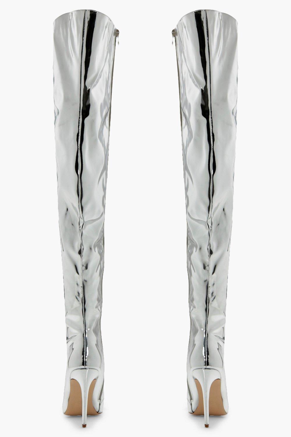 Premium Dani Metallic Thigh High Boots