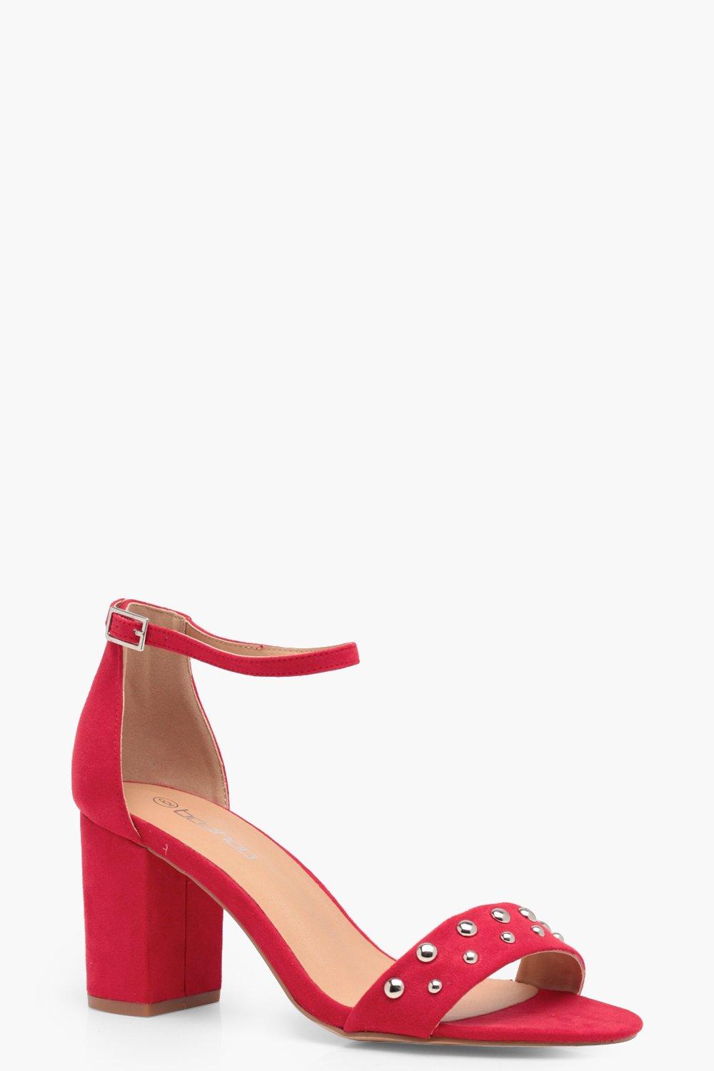 wide red heels