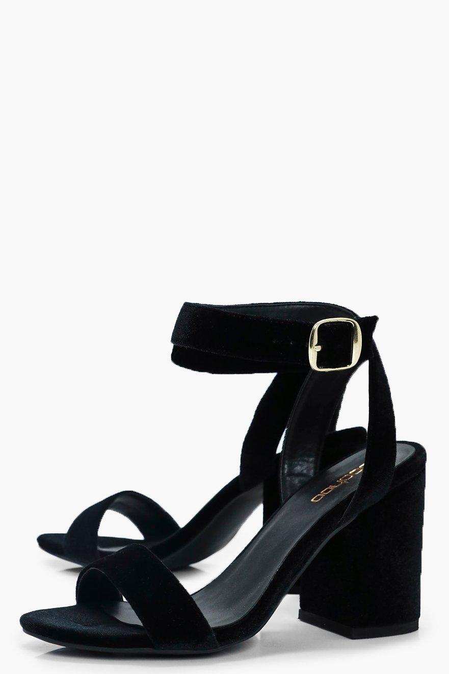 Block heel 2025 velvet sandals