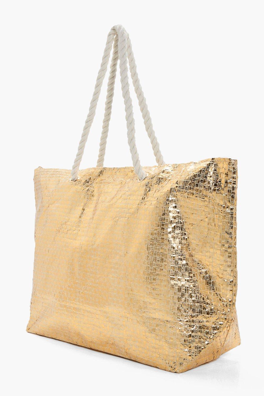 Ella Metallic Beach Bag boohoo DK