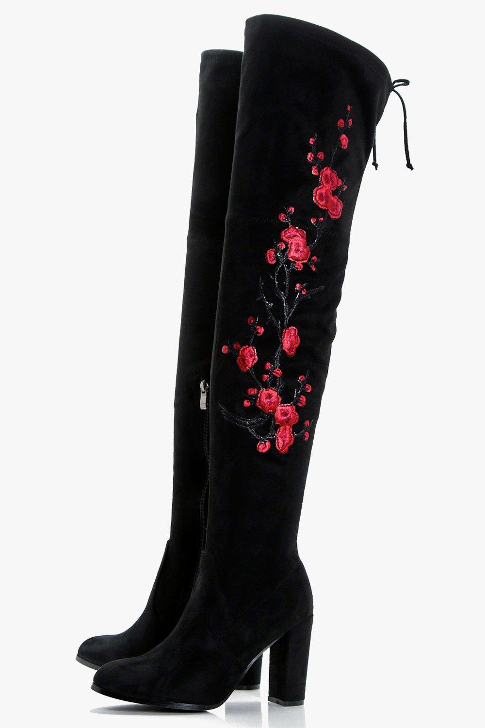 Embroidered over the knee hot sale boots