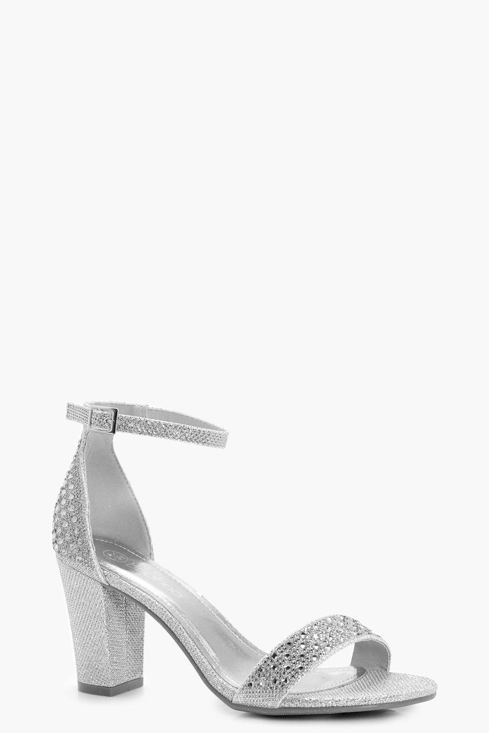 boohoo silver block heels