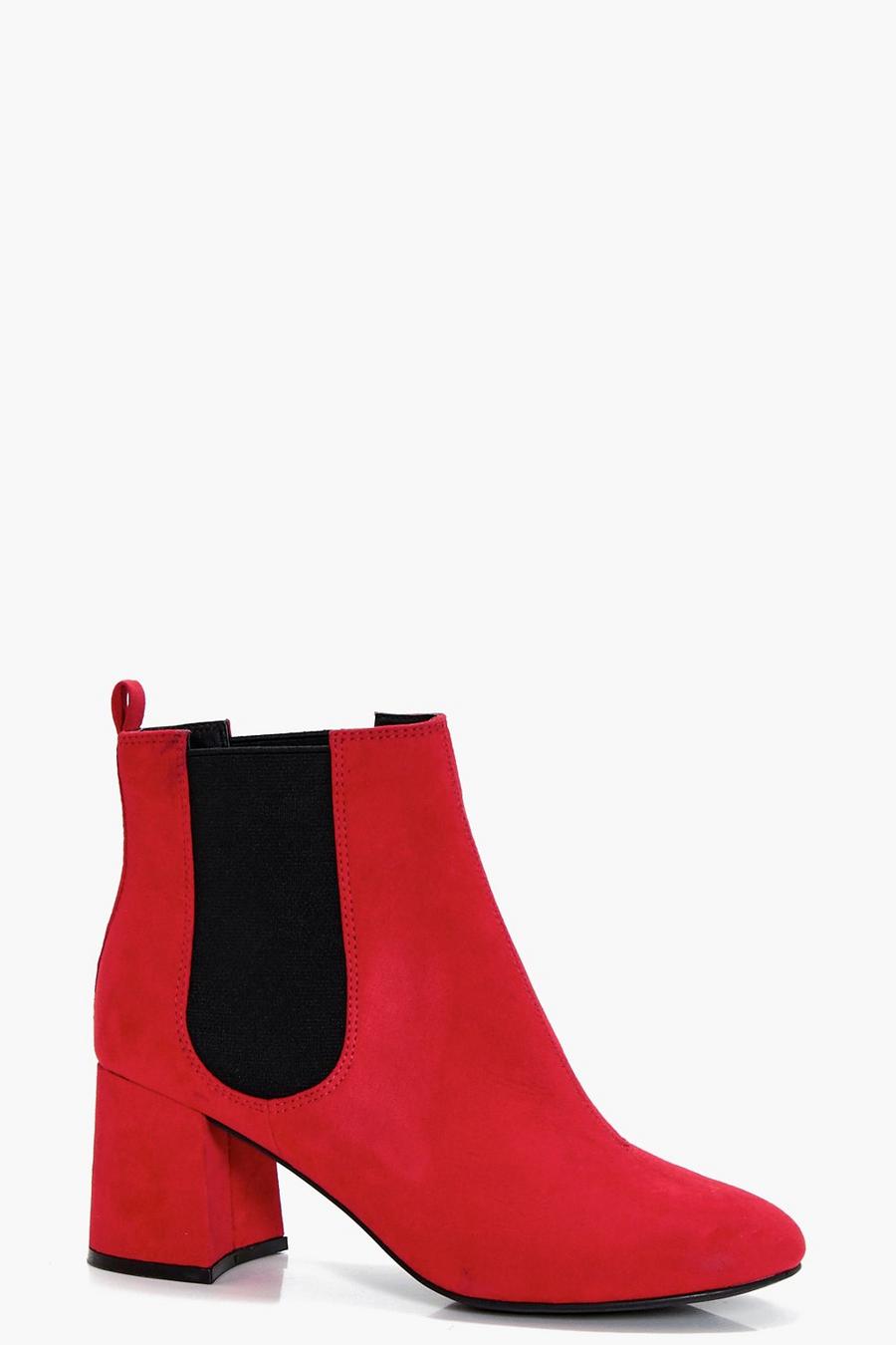 Red Pull On Elastic Insert Chelsea Boots image number 1