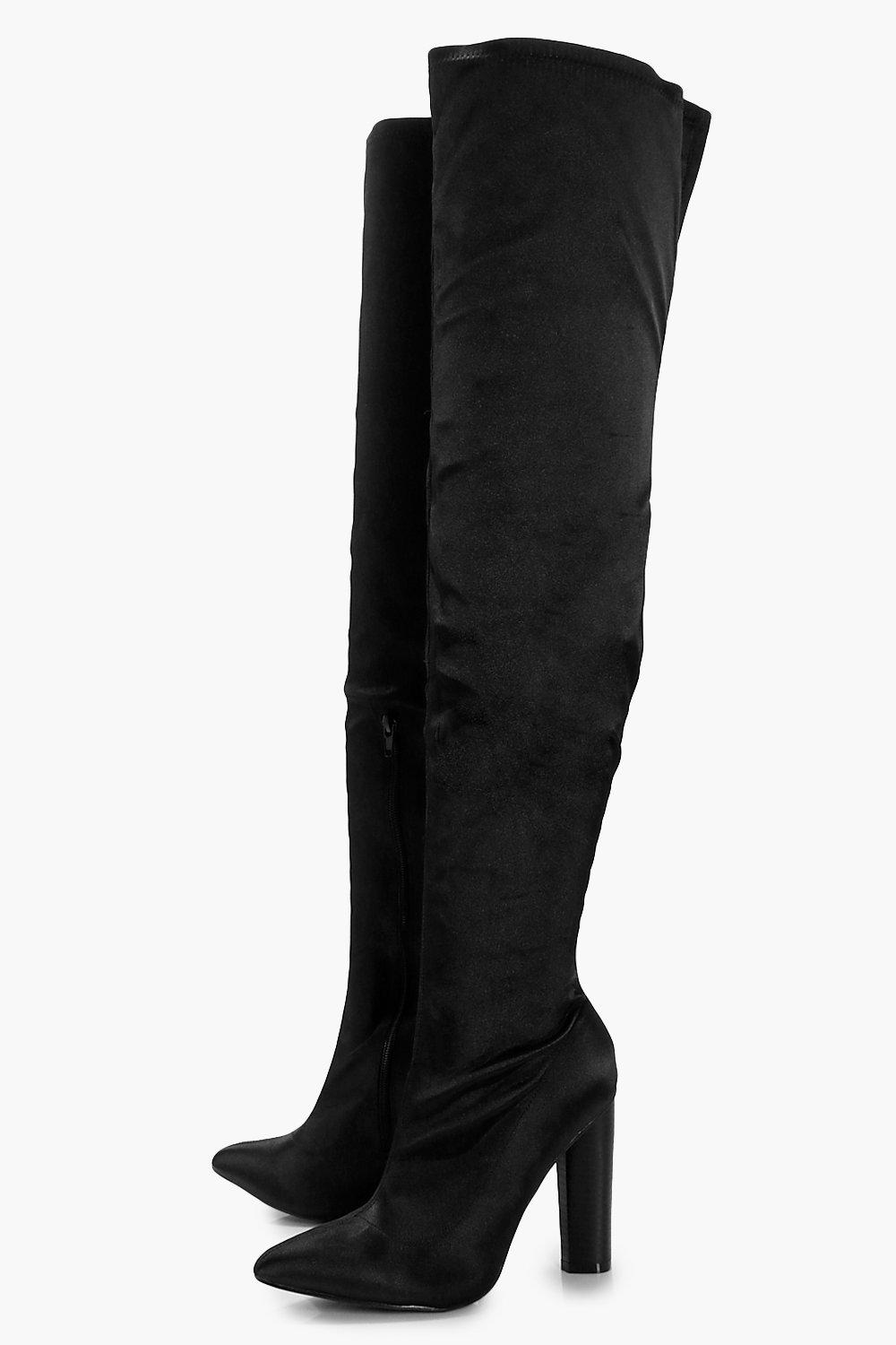 Aimee Satin Thigh High Boots boohoo FI