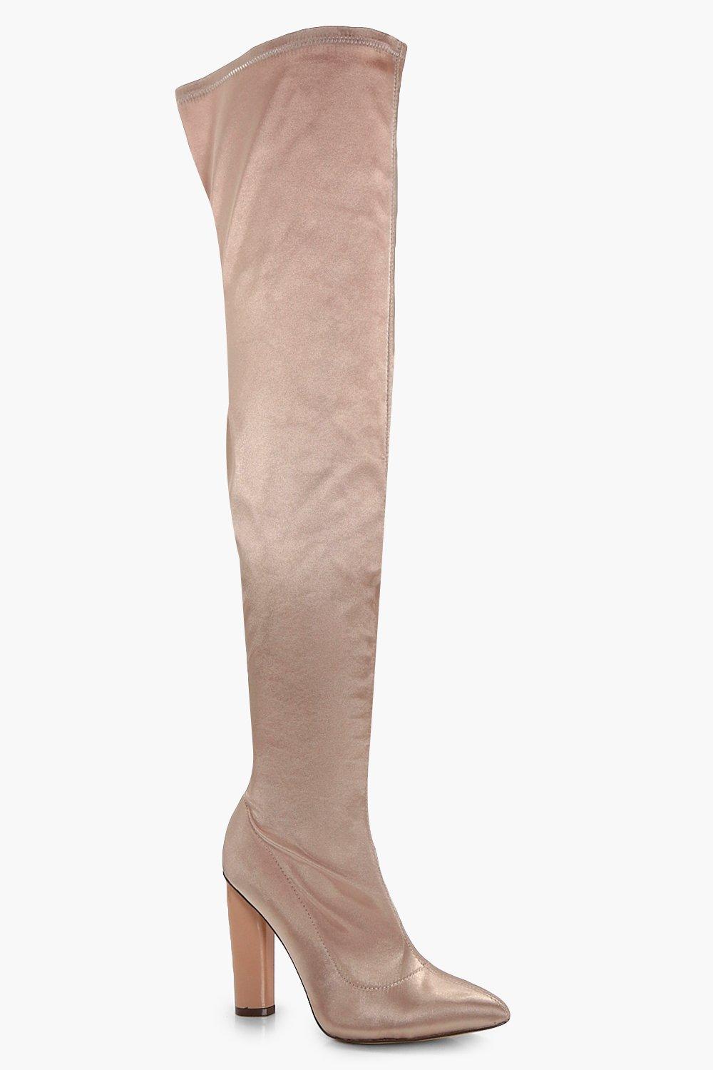 thigh high satin boots