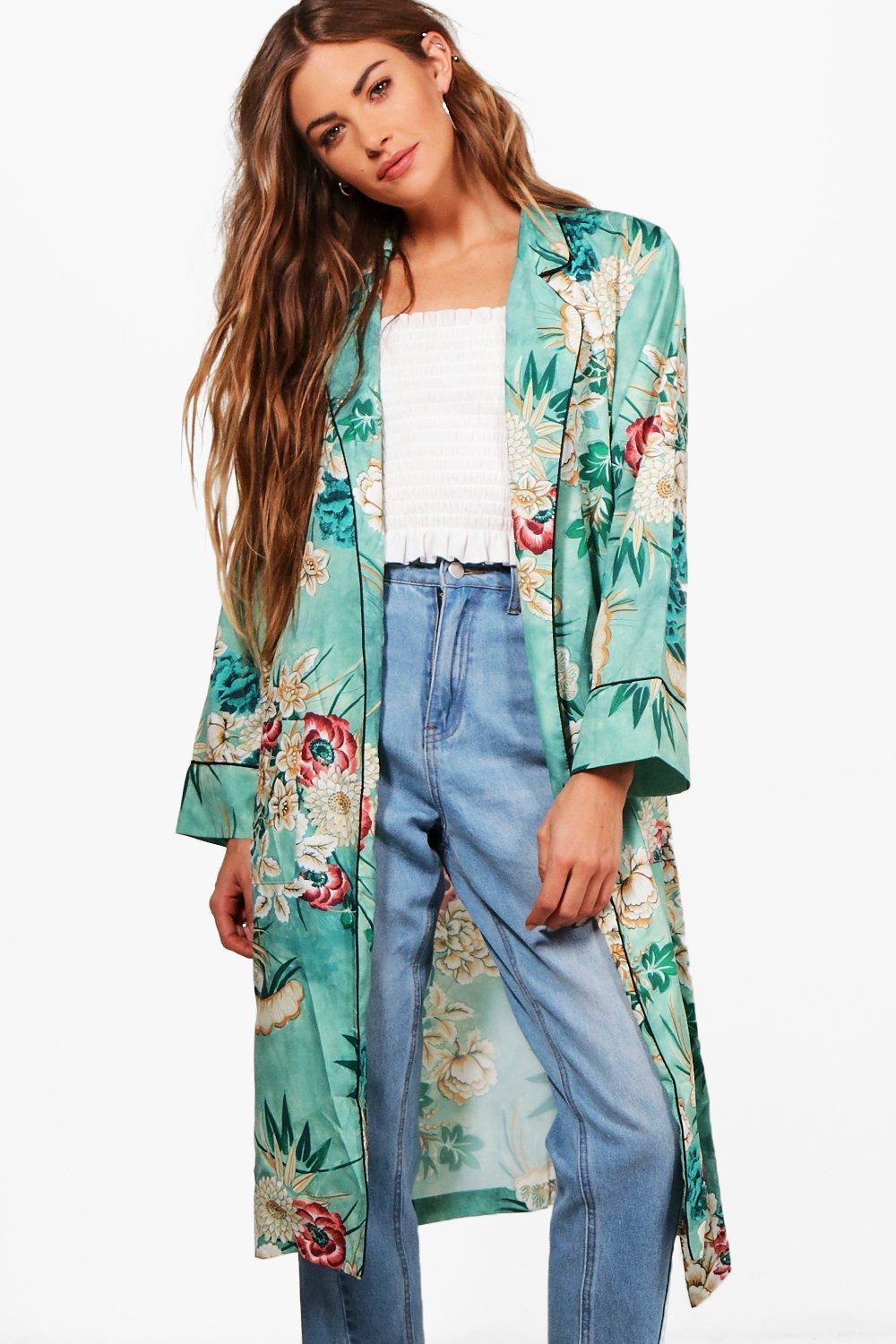 Womens Floral Belted Kimono | Boohoo UK