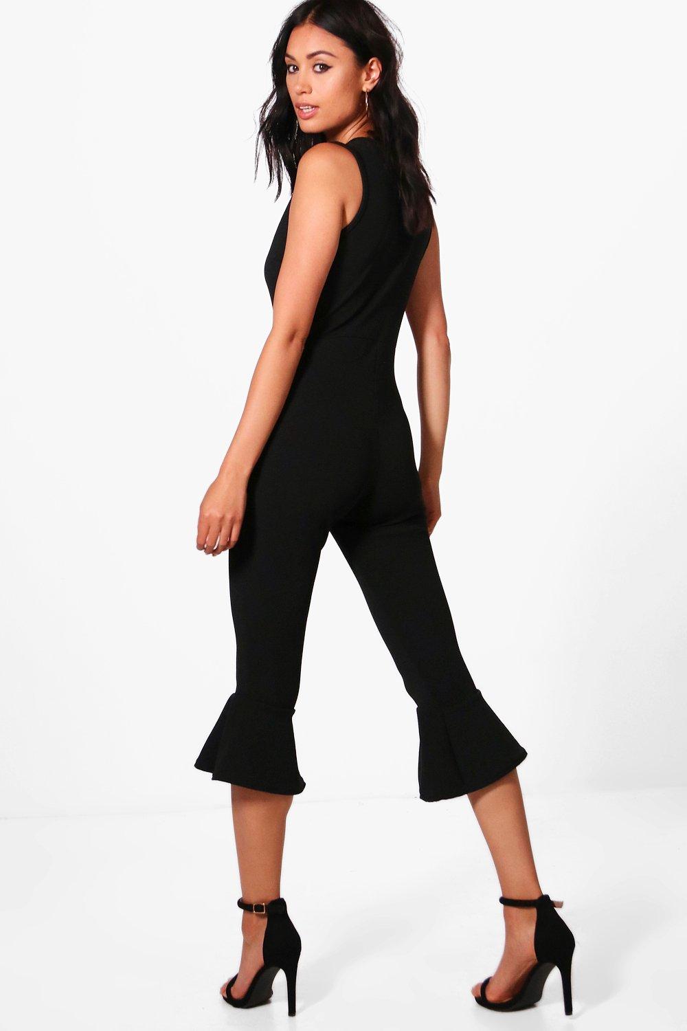 boohoo ruffle jumpsuit