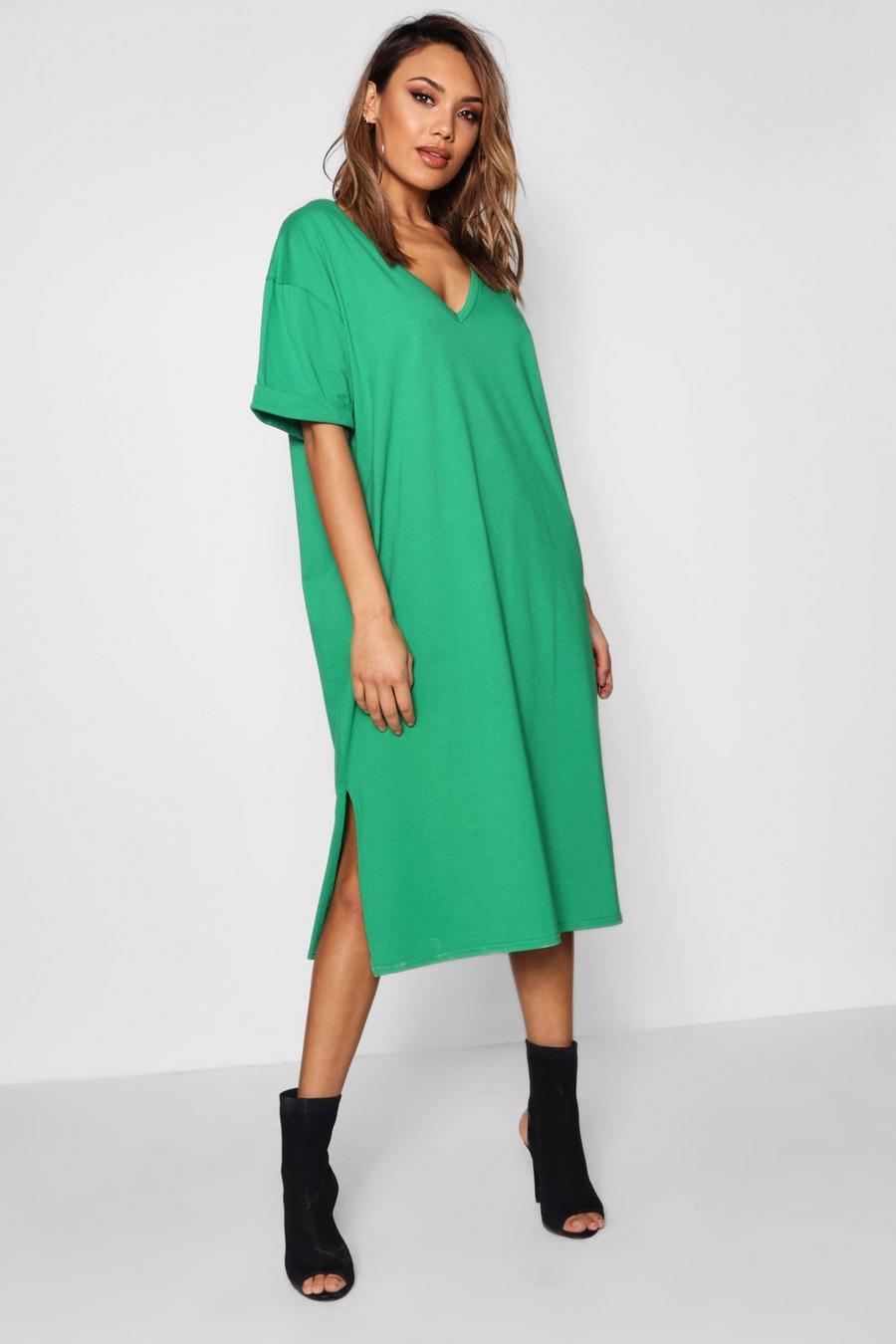 Leaf green Oversized Midi T-Shirt Dress image number 1