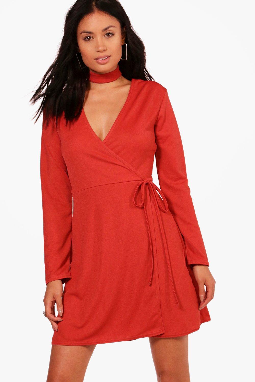 choker wrap dress