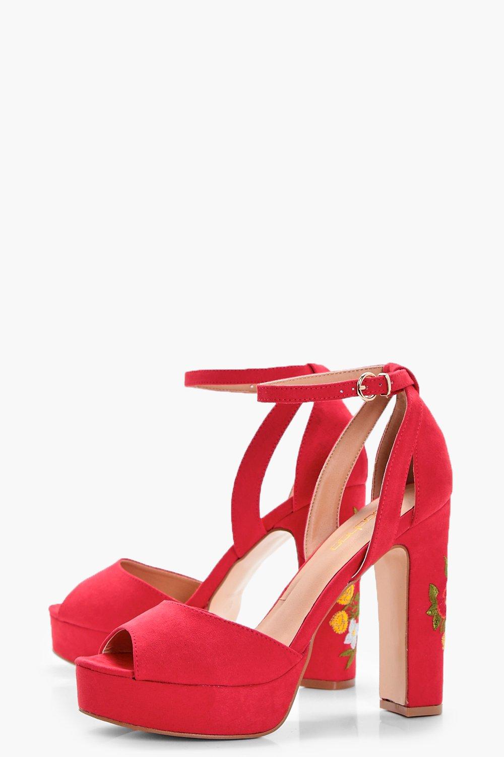 Embroidered platform heels deals
