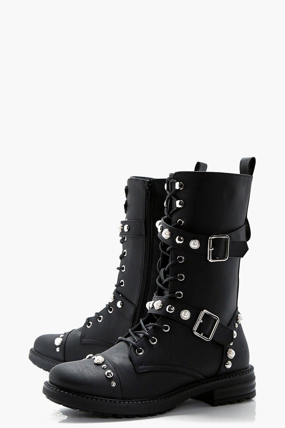 pearl biker boots