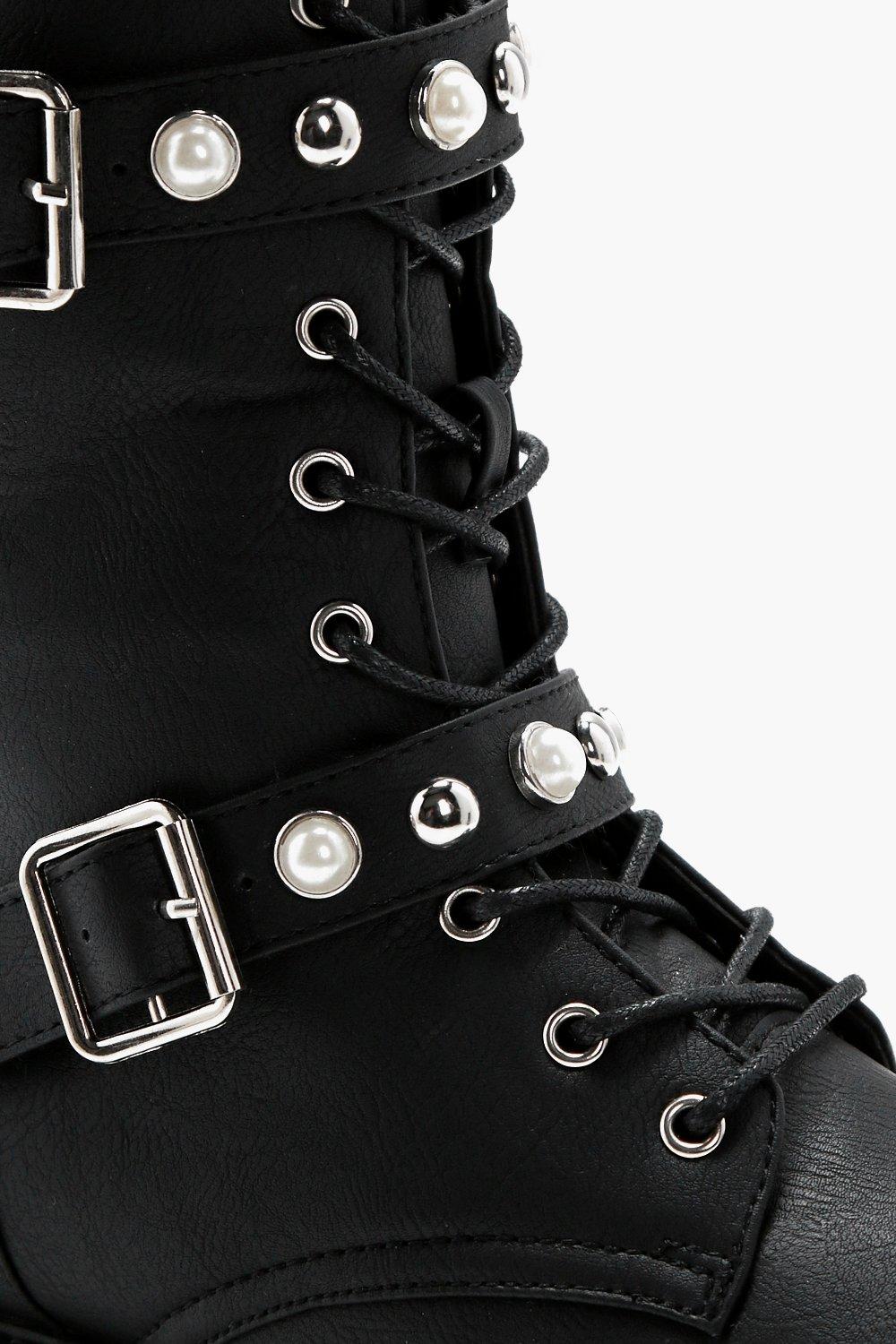 Black pearl biker outlet boots