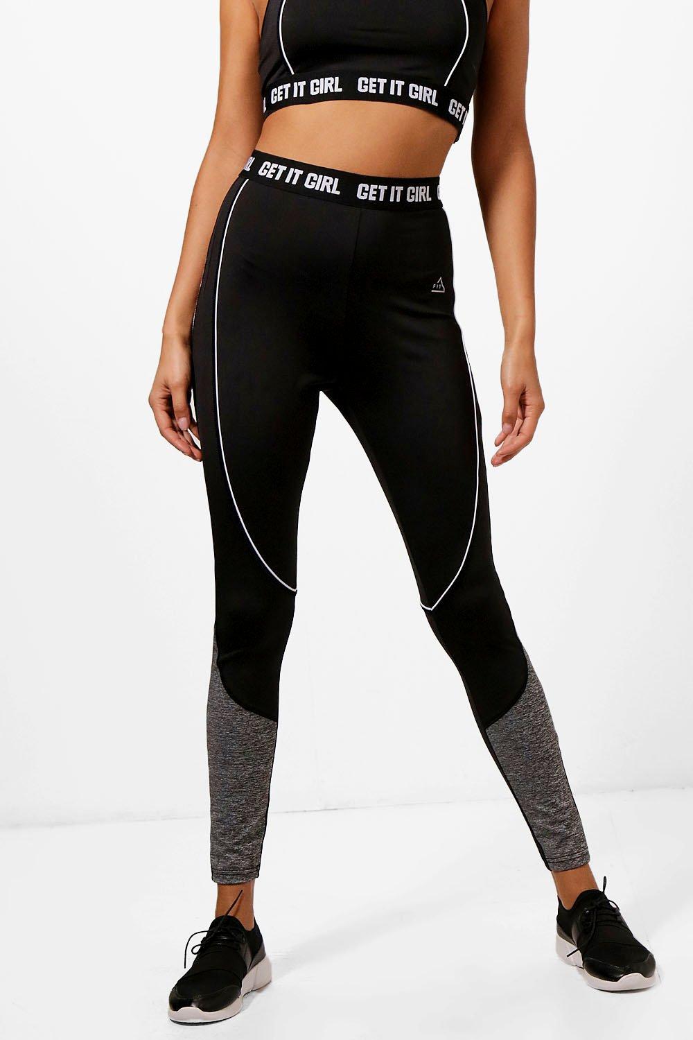 Lena Fit 'Get It Girl' Slogan Breathable Running Leggings