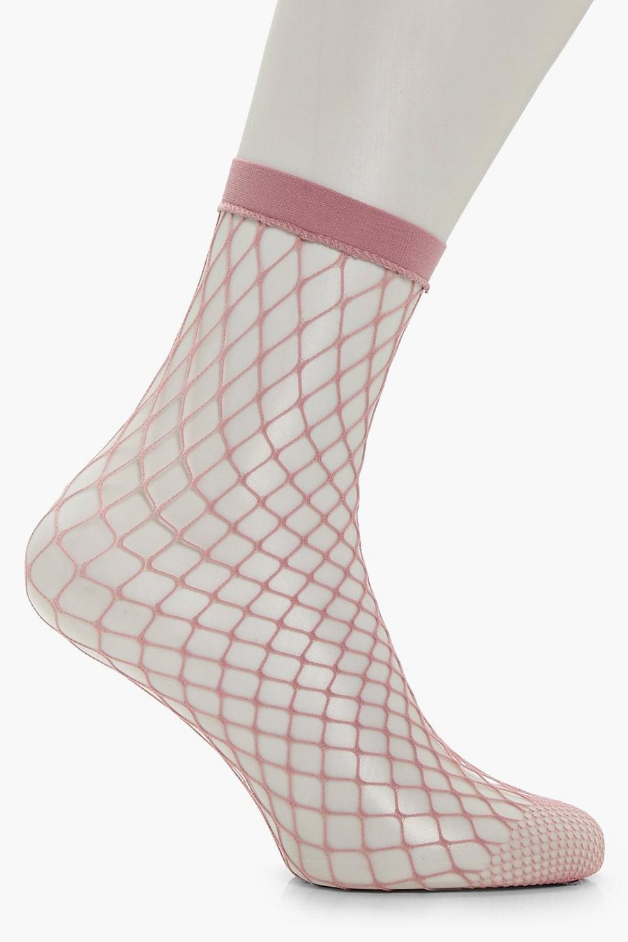 Ellie Pale Pink Fishnet Ankle Socks image number 1
