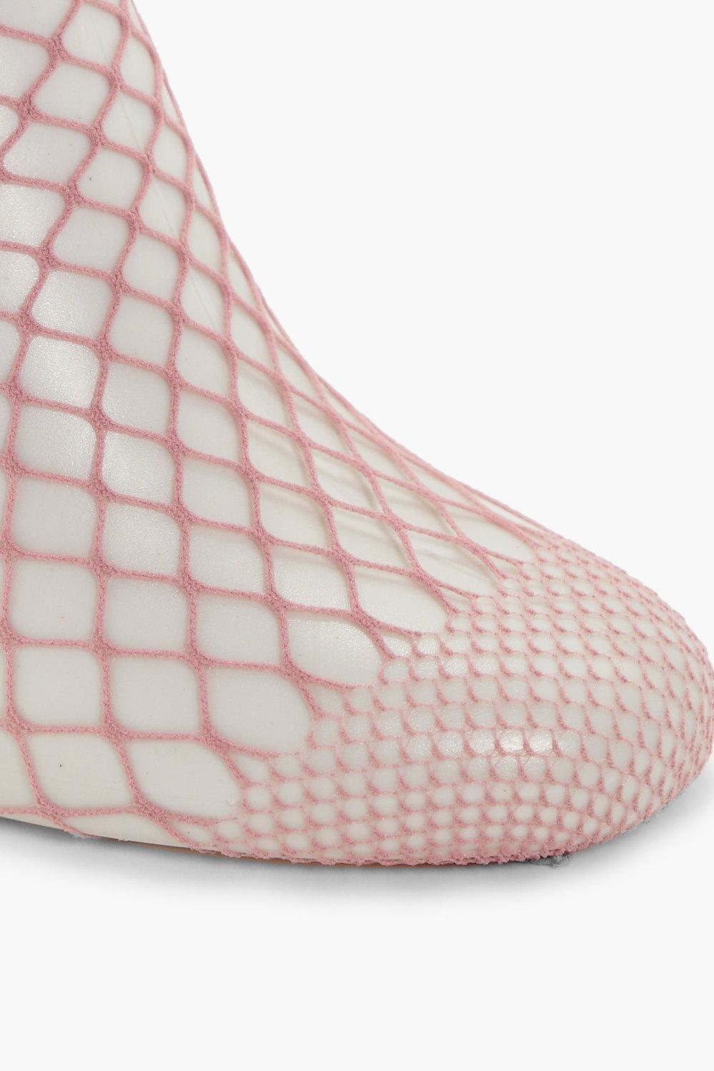 Ellie Pale Pink Fishnet Ankle Socks boohoo NO