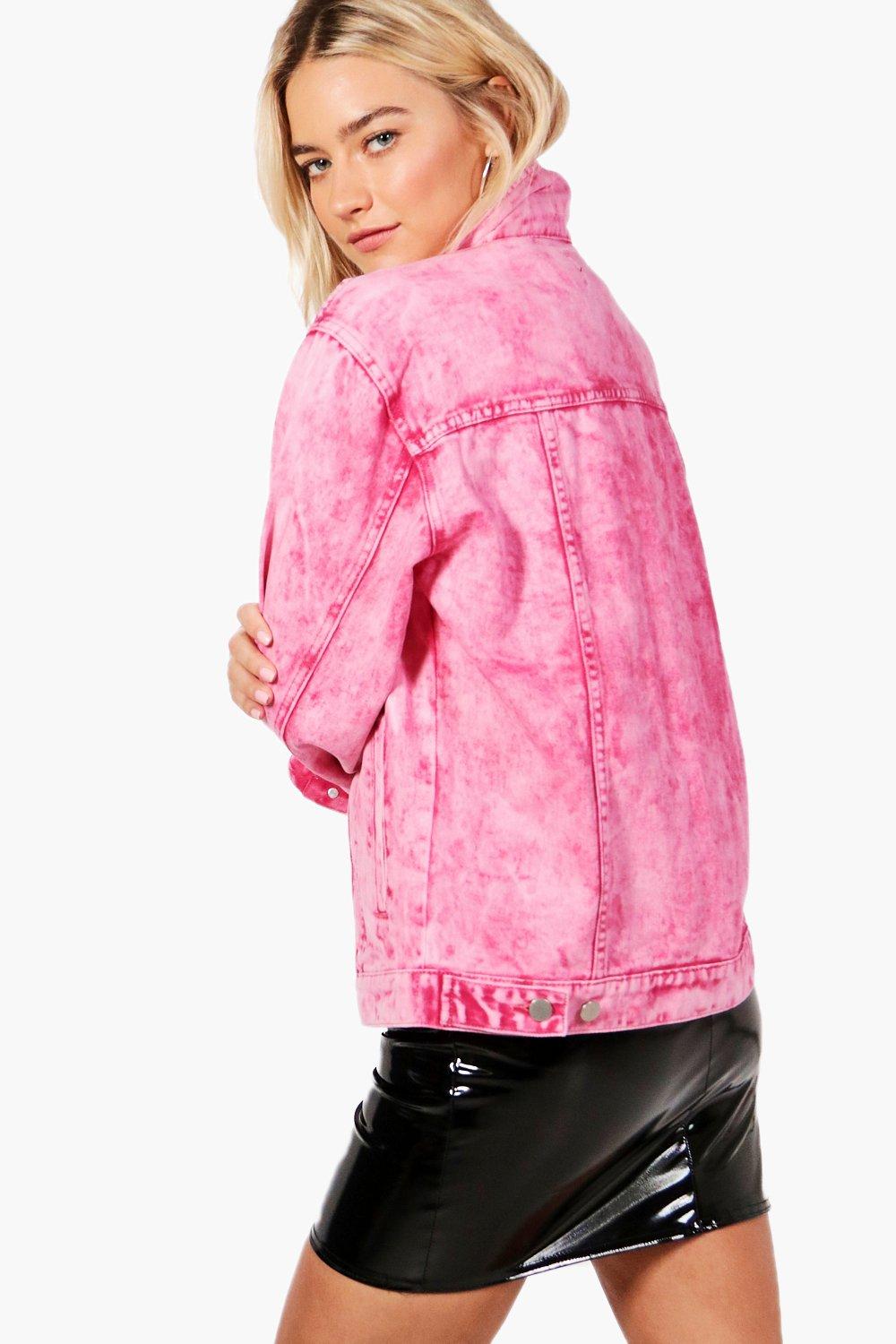 Posie Pink Acid Wash Denim Jacket