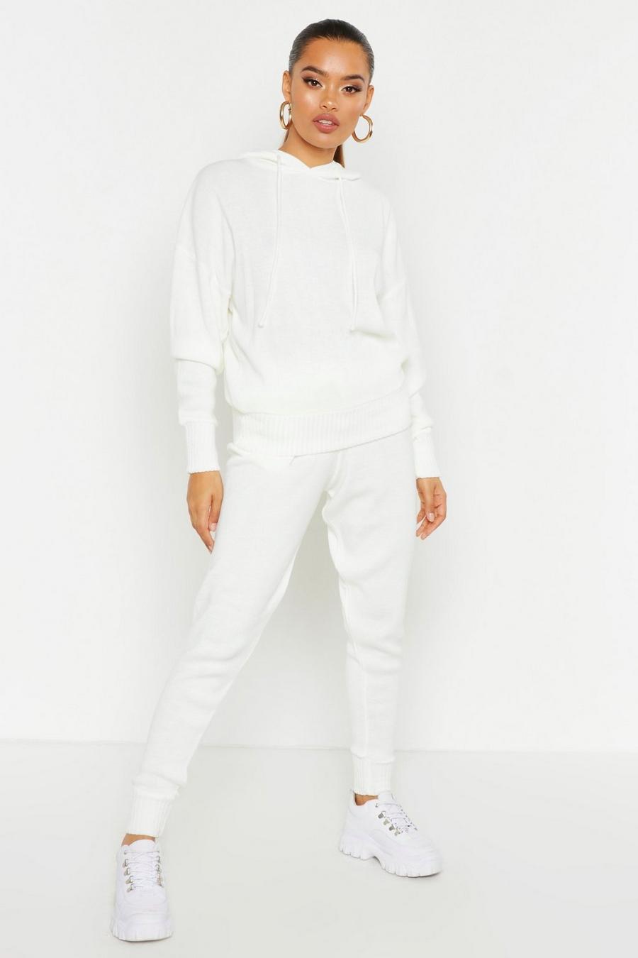 Ivory Hooded Knitted Tracksuit image number 1