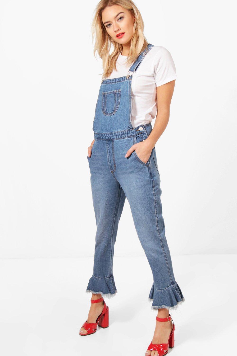 cropped denim dungarees