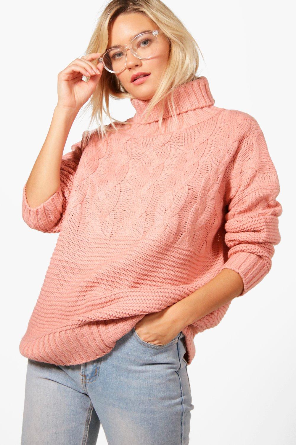 cable knit roll neck jumper